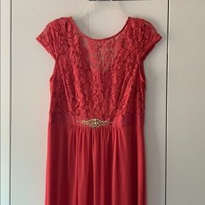 Adrianna Papell coral evening dress